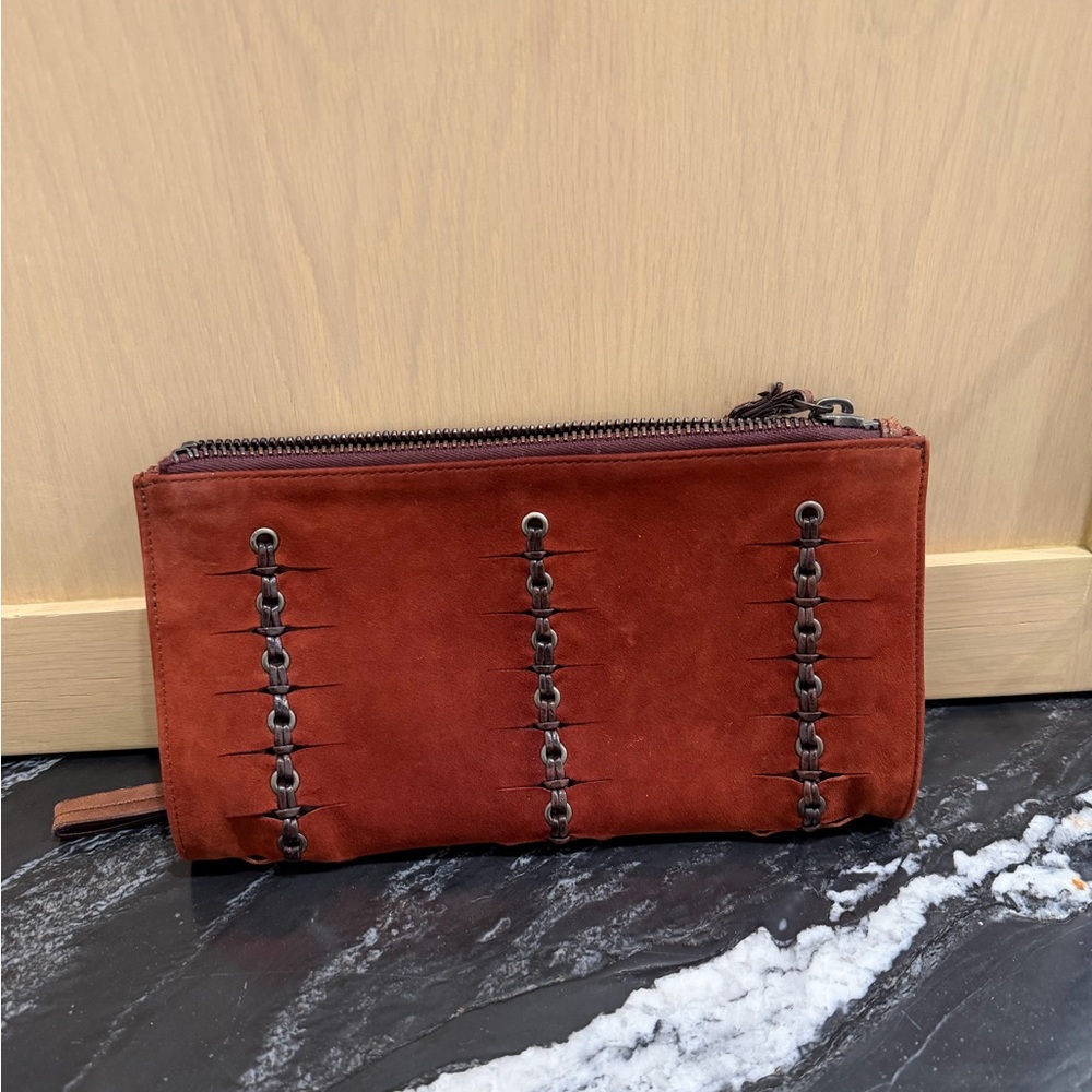 Gucci Brown Leather Brown Suede Clutch